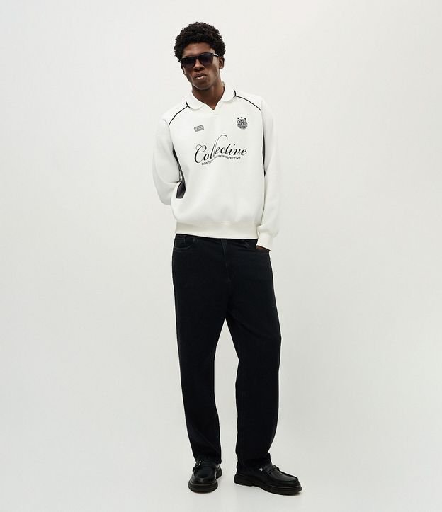 Buzo Boxy con Felpa Deportivo y Cuello Polo 2