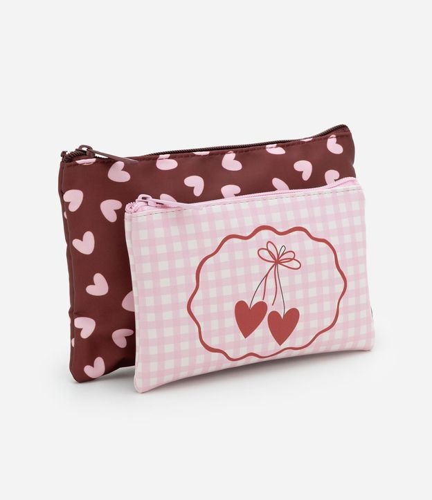 Kit 03 Neceseres con Estampa de Corazones 3