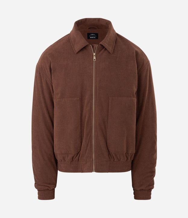 Campera Masculina Bomber de Terciopelo con Cuello Polo 6