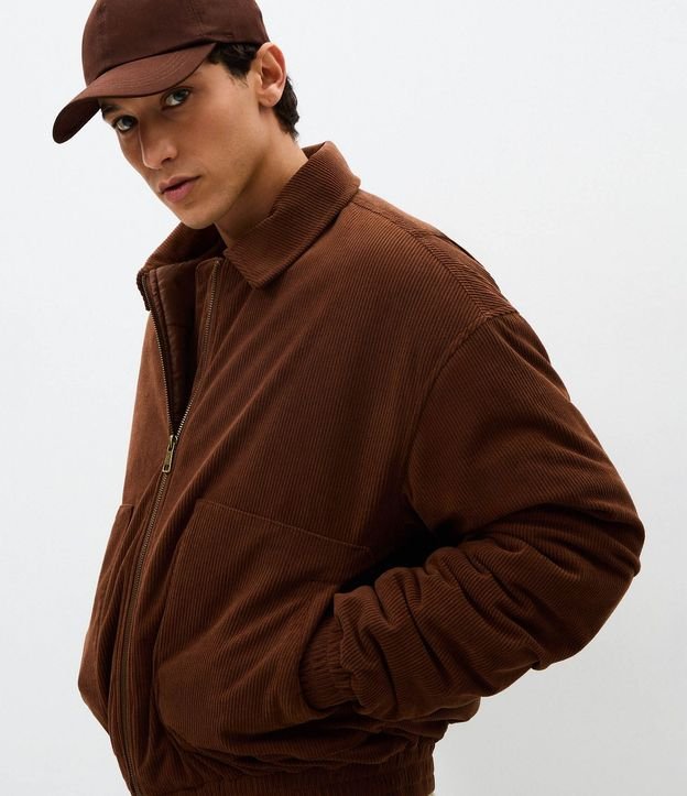 Campera Masculina Bomber de Terciopelo con Cuello Polo 1