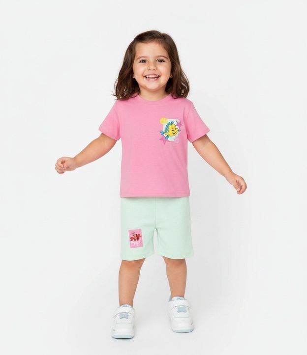 Conjunto Infantil Blusa y Short con Estampado Ariel  la Sirenita– Talle 1 a 5/6