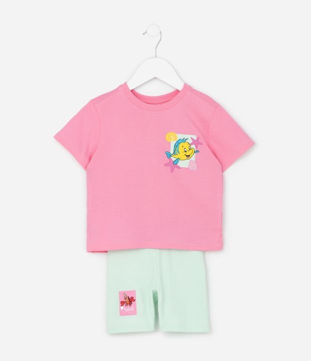 Conjunto Infantil Blusa y Short con Estampado Ariel  la Sirenita– Talle 1 a 5/6 2