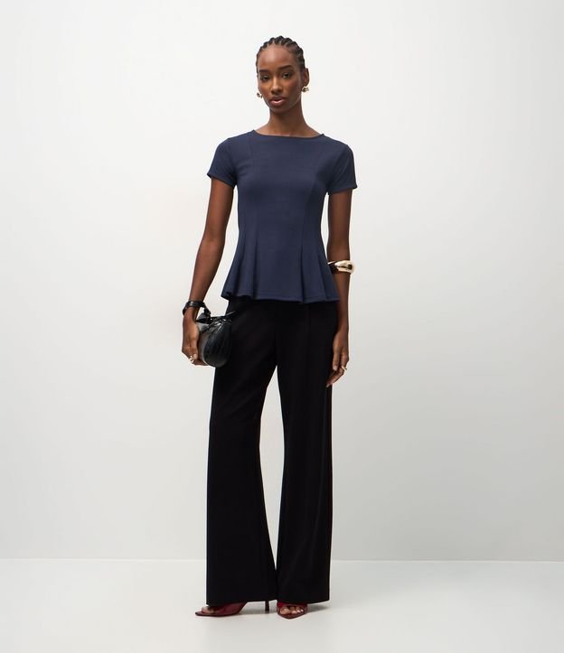 Blusa Peplum en Punto Roma con Mangas Cortas 2