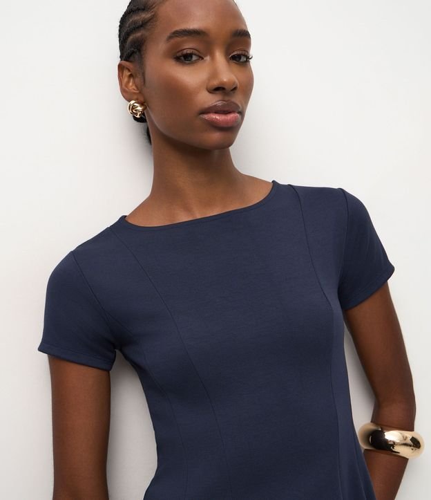 Blusa Peplum en Punto Roma con Mangas Cortas 3