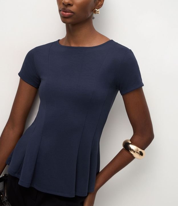 Blusa Peplum en Punto Roma con Mangas Cortas 4