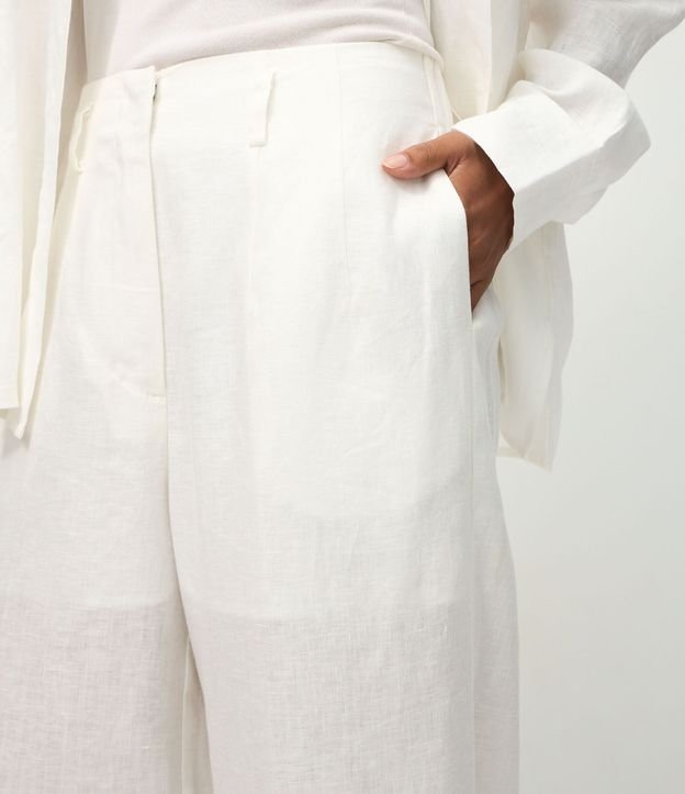 Pantalón Recto en Lino con Cintura Elástica y Bolsillos 4