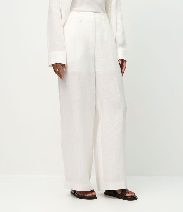 Pantalón Recto en Lino con Cintura Elástica y Bolsillos 5