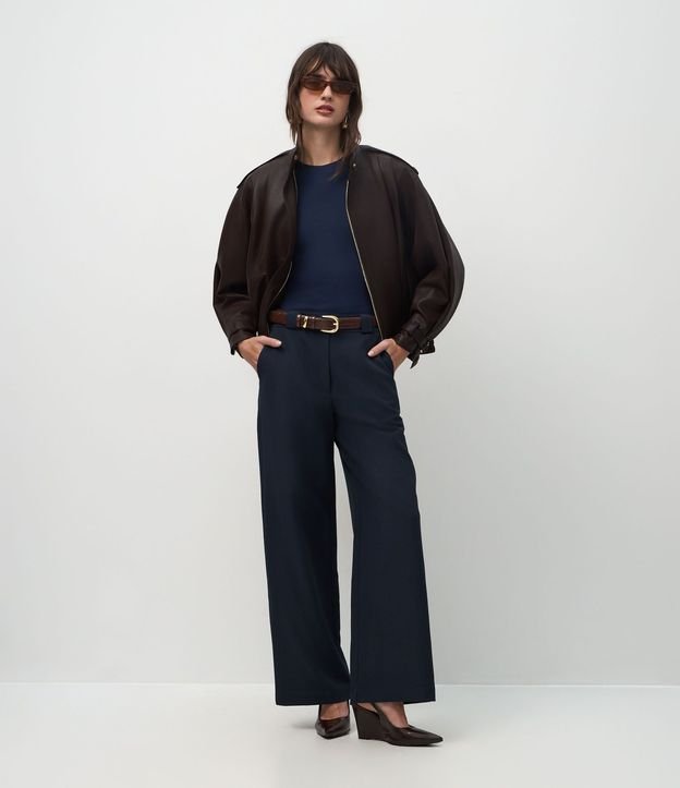 Pantalón Recto Sastre con Trabillas Largas
