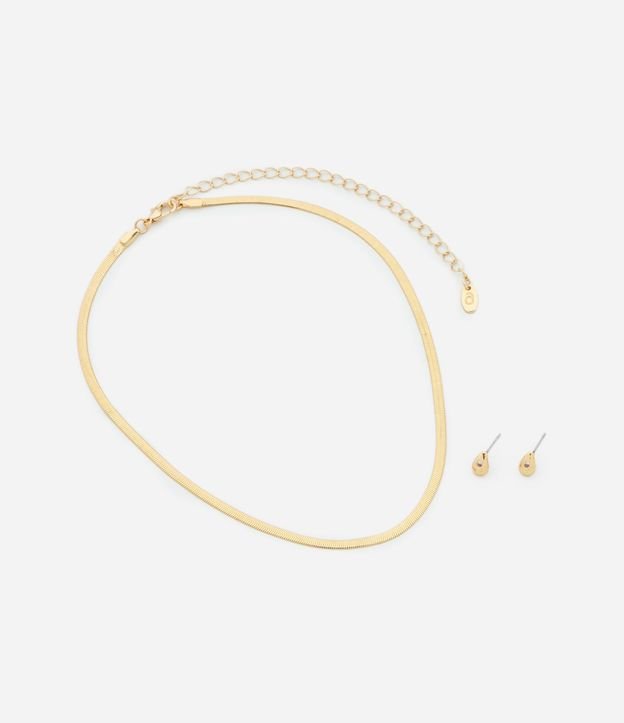 Conjunto de Collar Corto Cinta Italiana y Caravana Gota con Zirconia 2