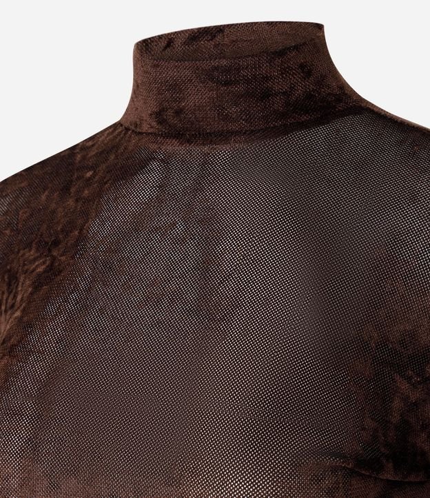 Blusa Manga Larga en Tule Atercipelado con Cuello Alto 7