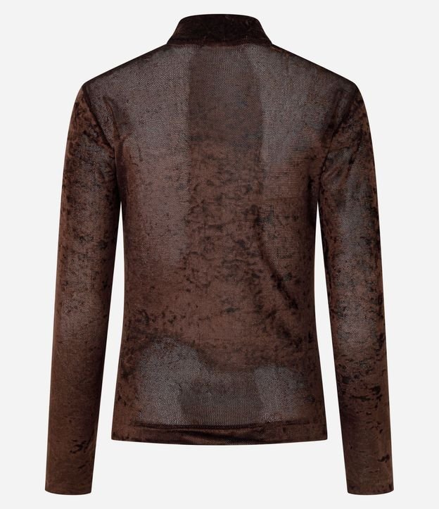 Blusa Manga Larga en Tule Atercipelado con Cuello Alto 8