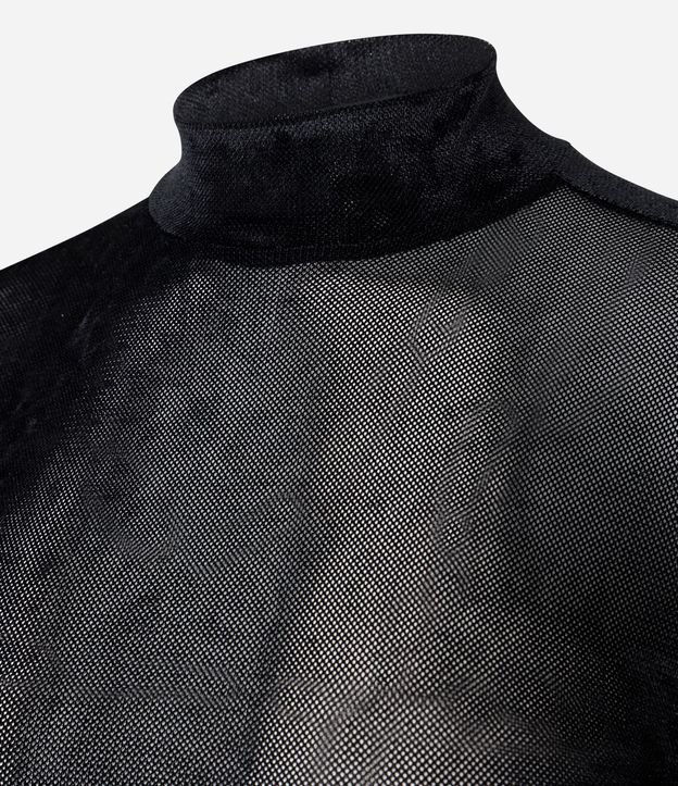 Blusa Manga Larga en Tule Atercipelado con Cuello Alto 6