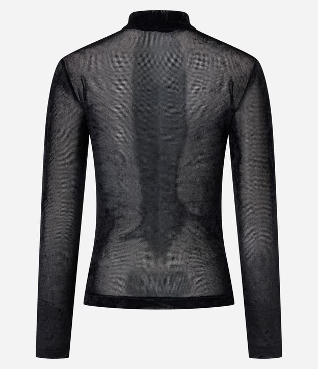 Blusa Manga Larga en Tule Atercipelado con Cuello Alto 7