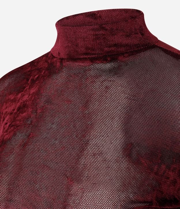 Blusa Manga Larga en Tule Atercipelado con Cuello Alto 5