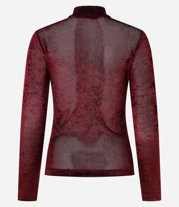 Blusa Manga Larga en Tule Atercipelado con Cuello Alto 6
