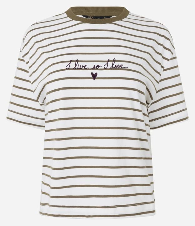 Remera Box en Algodón Rayada y Bordado I Live so I Love 5