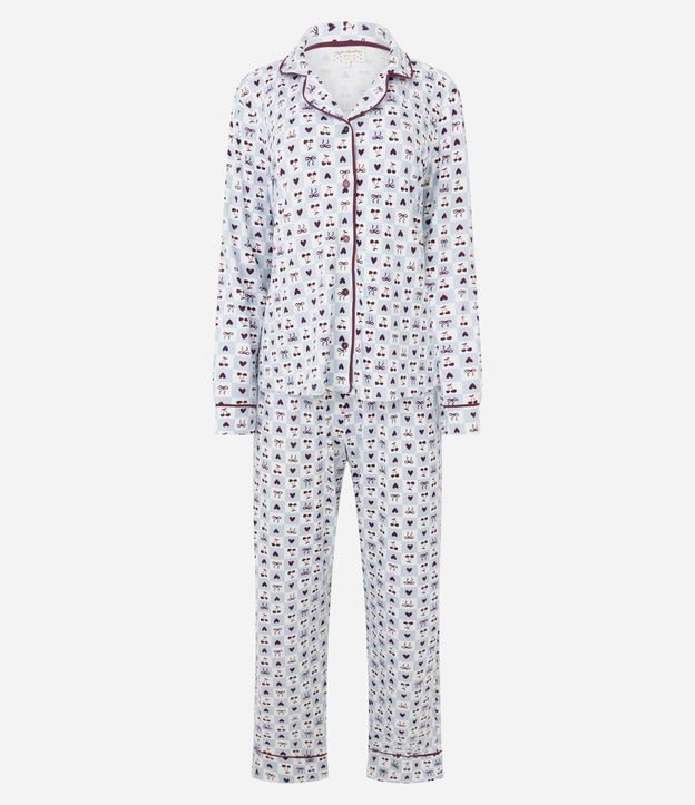 Pijama Largo Americano en Viscolycra con Estampado Cerezas