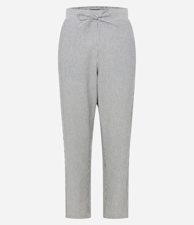 Pantalón Carrot Rayada en Sarga con Cintura Alta 5
