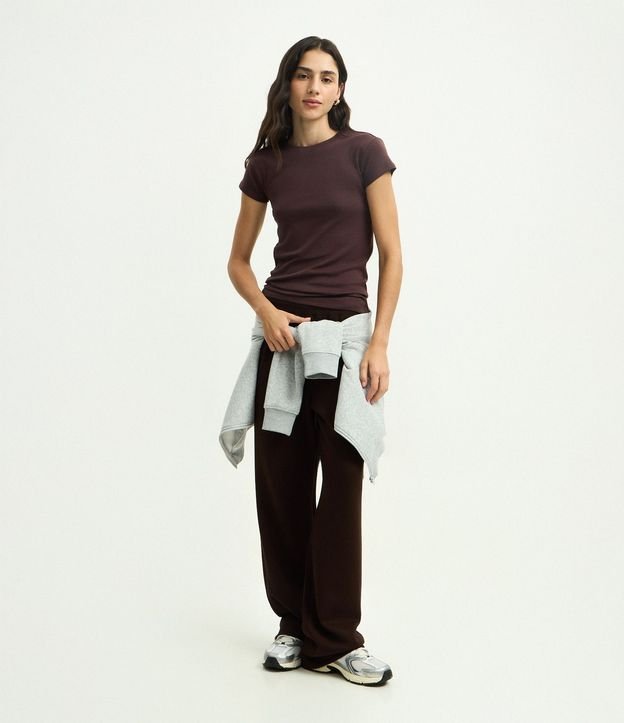 Blusa Básica Ajustada en Algodón con Cuello Redondo 2