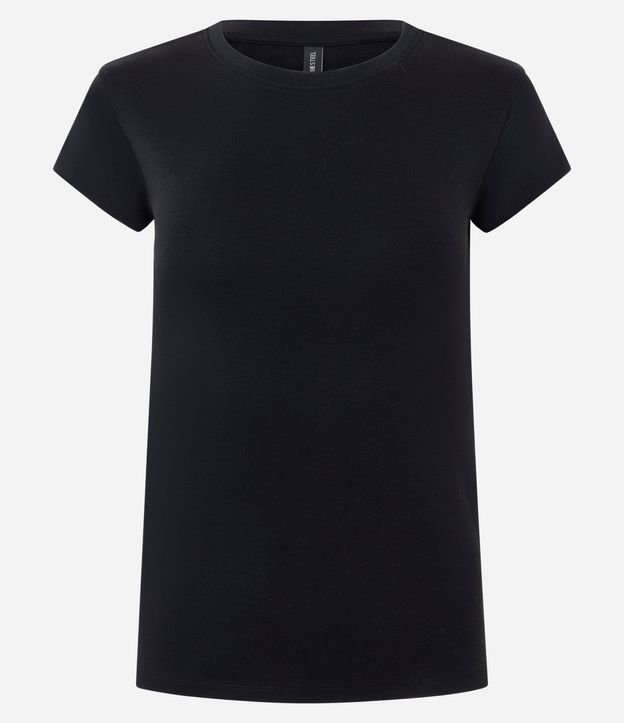 Blusa Básica Ajustada en Algodón con Cuello Redondo 5