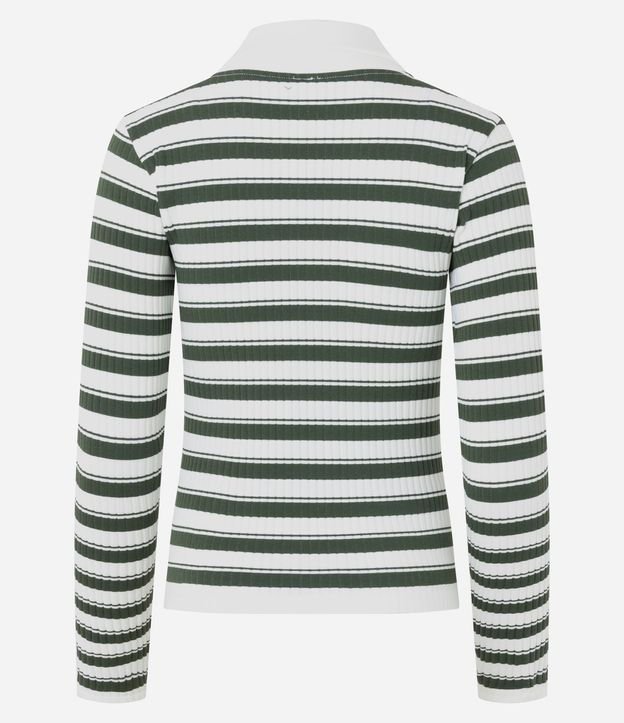 Blusa Seamless Rayada en Microfibra con Cuello Polo 7