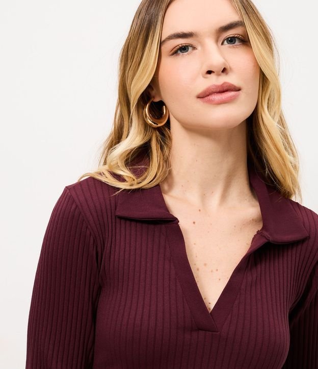 Blusa Seamless Manga Larga en Microfibra con Cuello Polo 3