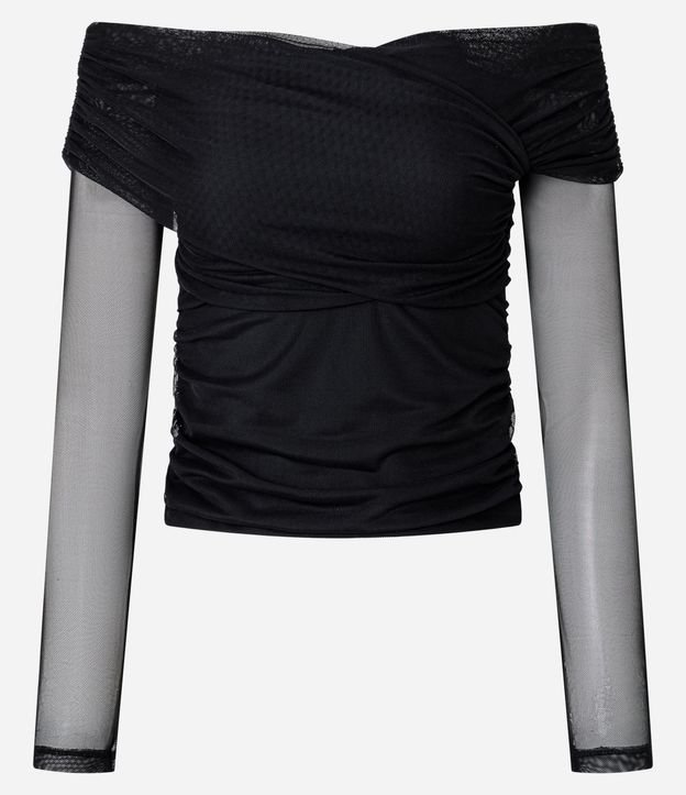 Blusa en Tule con Escote Hombro a Hombro Traspasado 5