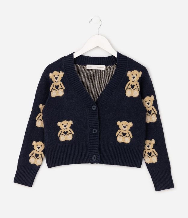Cardigan Infantil en Jacquard con Estampa de Ositos - Talle 5 a 14 años 2