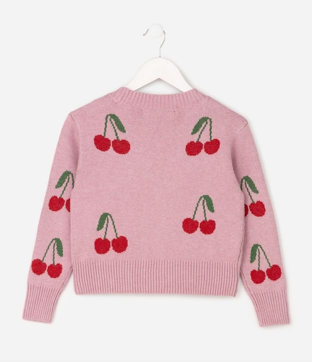 Cardigan Rectilínea Jacquard Estampa de Cereza - Talle 5 a 14 años 3