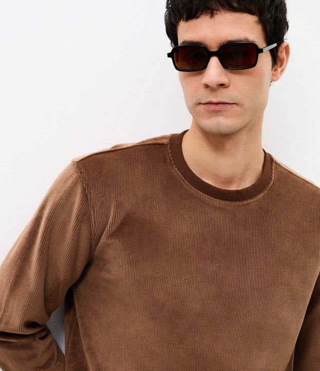 Remera Masculina Manga Larga Terciopelo Cotelê