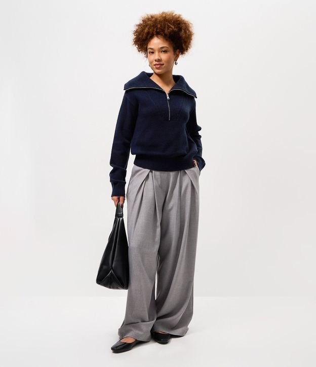 Pantalón Pantalona Sastre con Cinturón y Pliegues