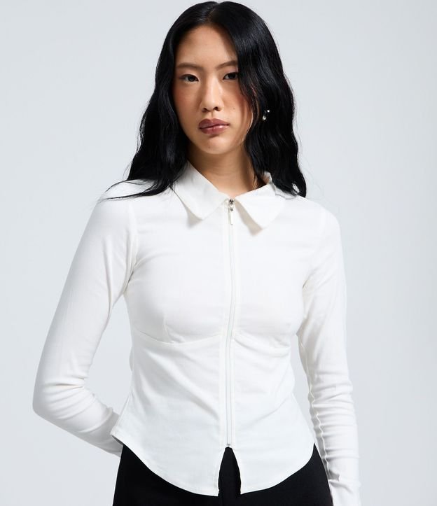Camisa Manga Larga en Bengalina con Cremallera Delantera 3