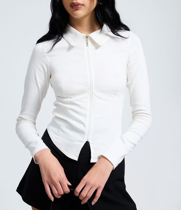 Camisa Manga Larga en Bengalina con Cremallera Delantera 4