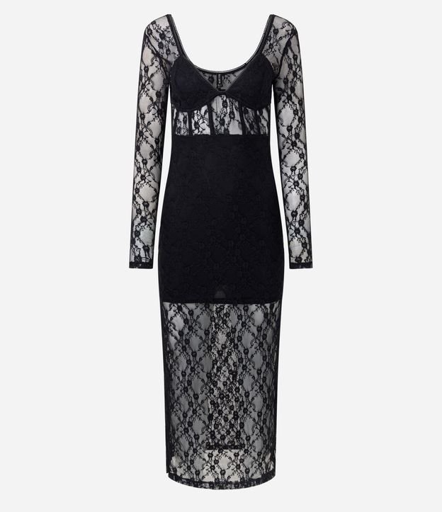 Vestido New Midi en Encaje con Transparencia 5