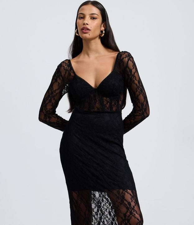 Vestido New Midi en Encaje con Transparencia 2