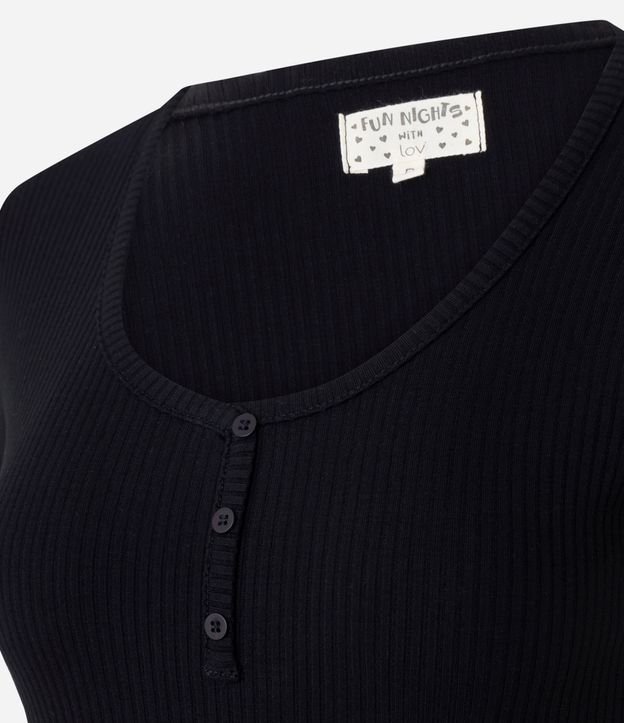 Blusa de Pijama en Rib con Botones en el Escote 5