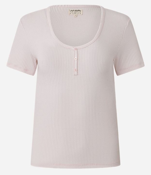 Blusa de Pijama en Rib con Botones en el Escote 1
