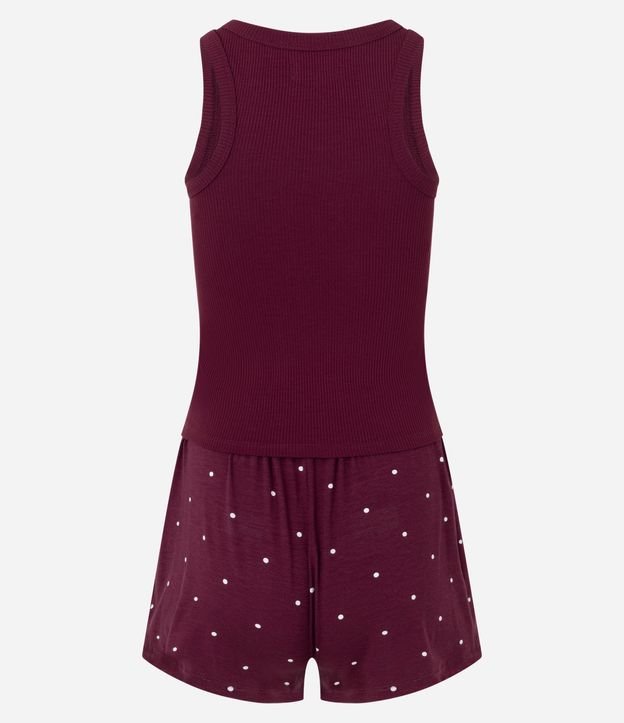 Pijama Femenina Corto de 2 Piezas en Rib con Lunares 3