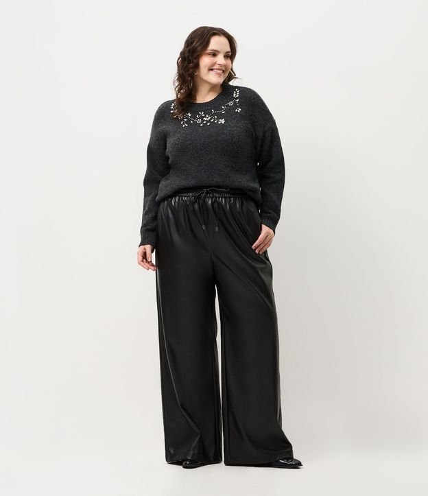 Pantalón PU Wide con Cintura Elástica Curve & Plus Size 1