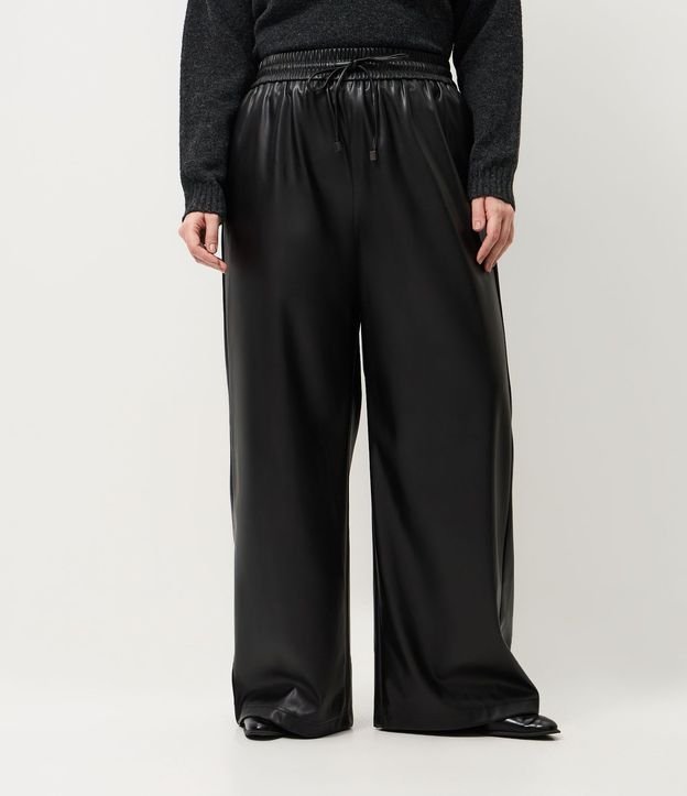 Pantalón PU Wide con Cintura Elástica Curve & Plus Size 2