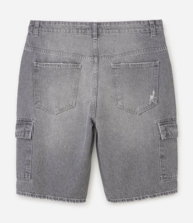 Bermuda Masculina Jeans Baggy Cargo con Detalle de Llavero 5