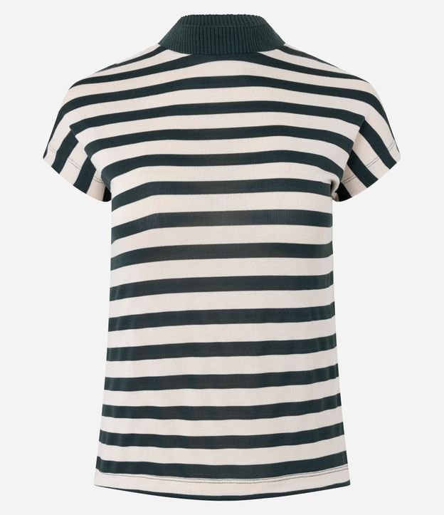Remera en Punto con Estampa Rayada y Cuello Alto 5