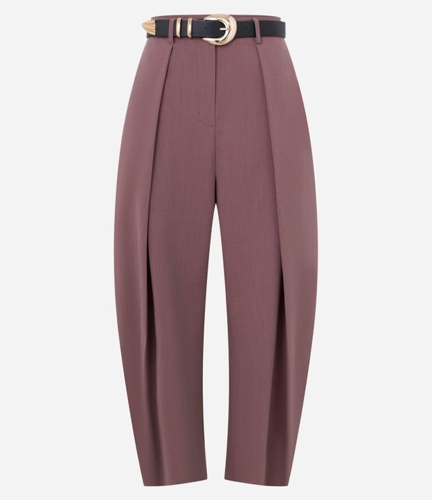 Pantalón Barrel Sastre con Pliegues Delanteros y Cinturón en PU 6
