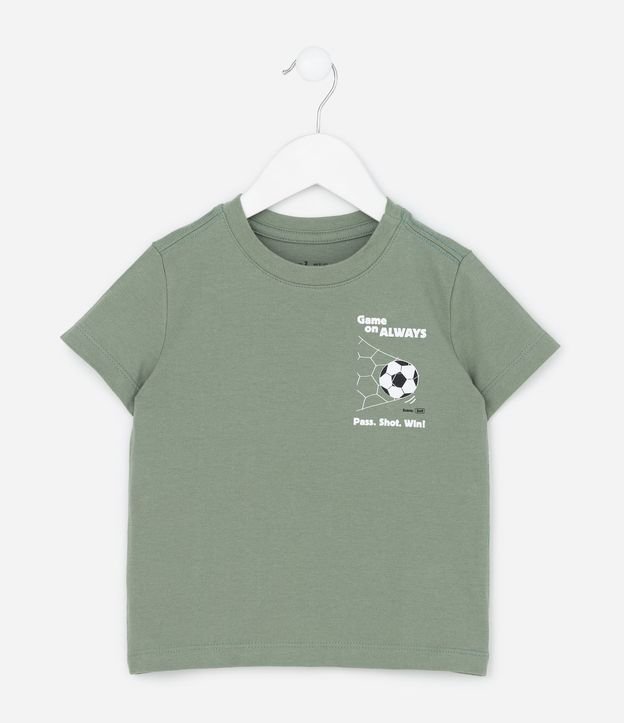 Remera Infantil en Algodón con Manga Corta y Estampa Bola no Gol 2