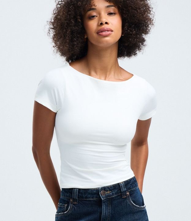 Blusa Manga Corta con Escote Canoa