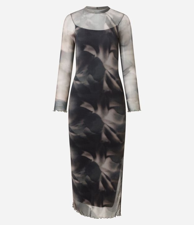 Vestido Largo en Tule con Estampa Efecto Manchado 5