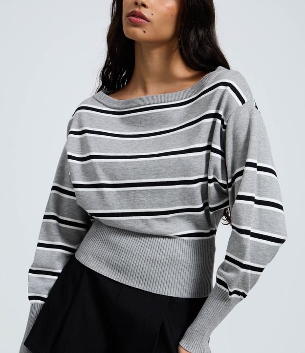 Blusa en Tricot a Rayas con Mangas Largas 3