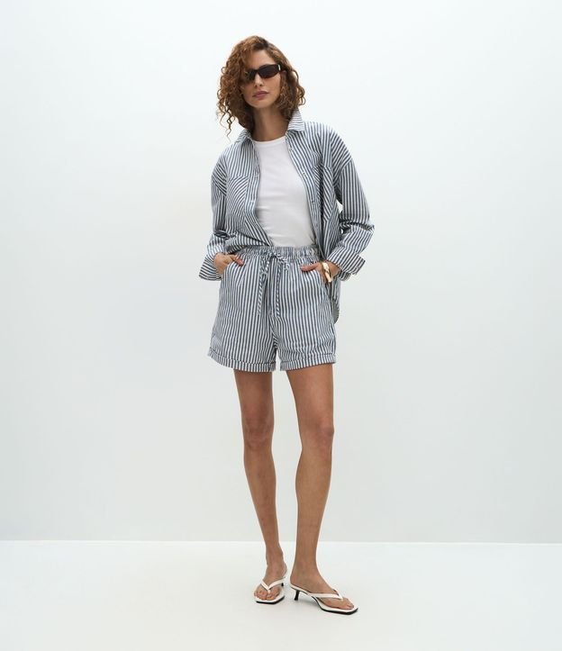 Short Runner en Jeans con Cintura Elástica y Lazo