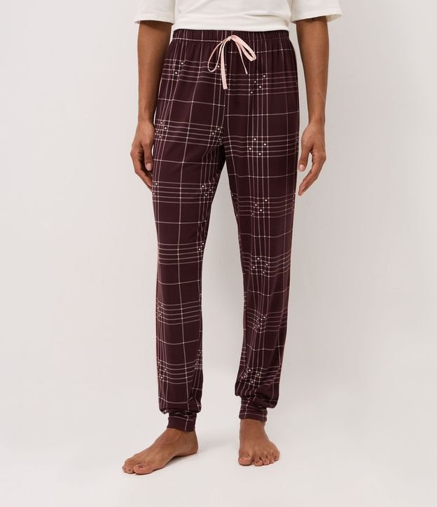 Pantalón de Pijama en Peach Touch con Estampado de Cuadros 2