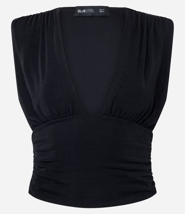 Blusa en Rib con Escote Profundo y Hombrera